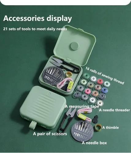 Miniatura 3 de Kit de costura pequeño de viaje, Mini kits de costura con caja de almacenamiento, regalos para adultos, principiantes, fácil de bordar con hilo