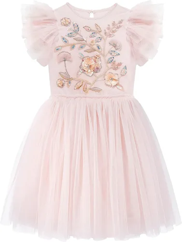 Vestido tutú para niñas, vestido de tul bordado, vestido escalonado de flores para niñas pequeñas, para boda, cumpleaños, accesorio de fotos