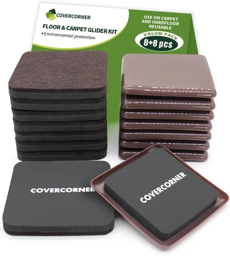 Miniatura 13 de Deslizadores de muebles para pisos de madera dura, deslizadores de muebles para pisos alfombrados, paquete combinado de 8 piezas de 3 1/2 pulgadas