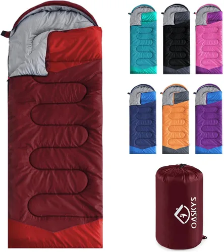 Oaskys - Saco de dormir para acampar, para 3 estaciones, clima cálido y fresco, verano, primavera, otoño, ligero, resistente al agua, para adultos y