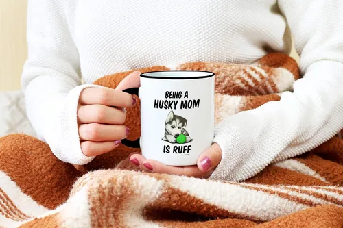 Miniatura 5 de Casitika Taza Husky Mom. Taza de Husky Siberiano de 11 onzas. Ser una mamá husky es Ruff. Idea de regalo para los amantes de los perros.
