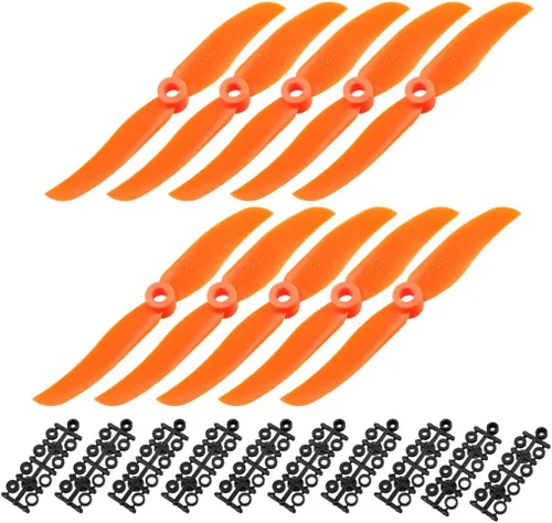 uxcell Hélices RC CW 5030 5x3 pulgadas 2 paletas de ala fija para avión, nailon naranja, 10 piezas con anillos adaptadores