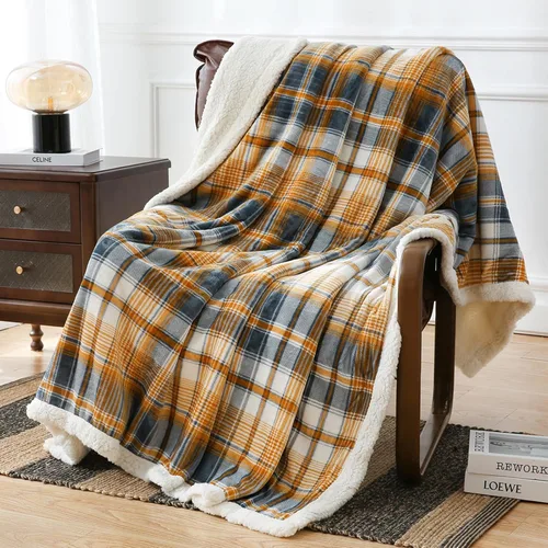 Miniatura 24 de PU MEI - Cobija de vellón sherpa de 50 x 60 pulgadas, suave, acogedora, gruesa y cálida para sofá o cama Gris y azul