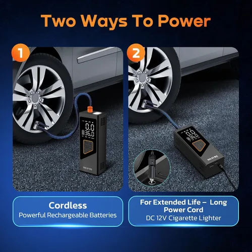 Miniatura 4 de Compresor de aire portátil para inflador de neumáticos, 150 PSI, indicador digital, luz LED de apagado automático para automóvil, SUV, motocicleta