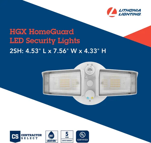 Miniatura 4 de Lithonia Lighting HomeGuard - Luces LED de 2 luces LED para exteriores, sensor de anochecer a amanecer, lúmenes ajustables, color seleccionable