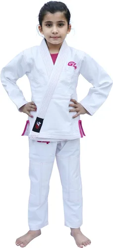 Miniatura 3 de BJJ Jiu Jitsu Gi, uniforme brasileño Jiu Jitsu, kimonos pre-encogidos para niños, cinturón blanco ligero, Blanco