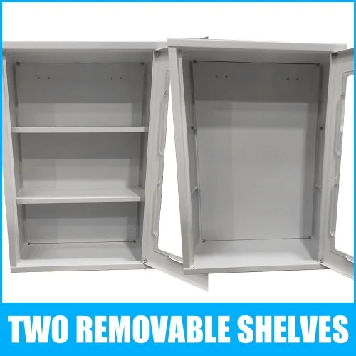 Miniatura 7 de JZD Gabinete de primeros auxilios de pared de metal con cerradura, caja de medicina con ventana acrílica bloqueable (no de vidrio), incluye 2
