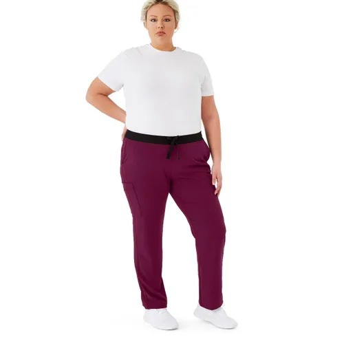 Miniatura 16 de ave. Varick - Pantalón médico de tiro medio para mujer, pierna recta, seis bolsillos, color azul caribeño, talla S