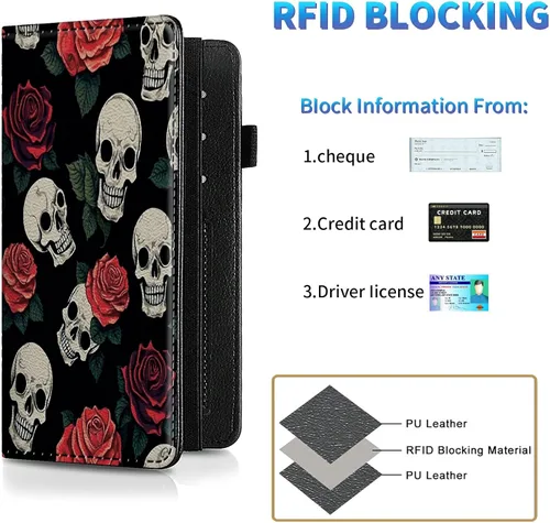 Miniatura 98 de Funda para chequera para hombres y mujeres, cartera de cuero RFID con ranuras para tarjetas de crédito, soporte de cheques duplicados personales