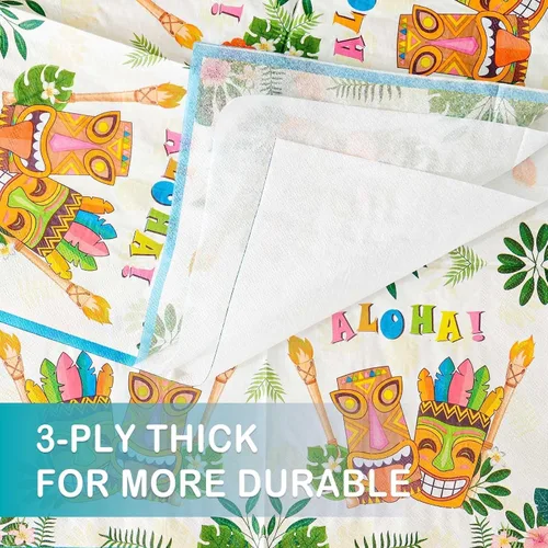 Miniatura 4 de WERNNSAI Aloha Luau - Platos y servilletas – Sirve 50 chuchillos 100 piezas hawaiano tropical Tiki suministros de fiesta desechables juego