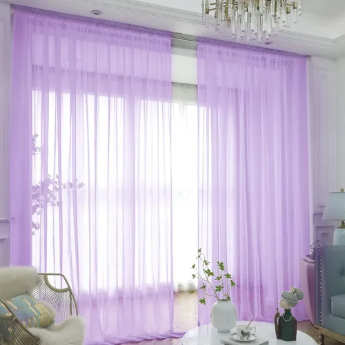 Miniatura 26 de L&TEC Cortinas traslúcidas para la ventana de color beige, 2 paneles de 48x45 pulgadas, con bolsillo básico para la barra de la cortina
