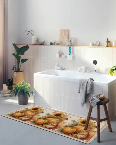 Miniatura 4 de Tapete de baño vintage de Acción de Gracias para bañera, antideslizante, de secado rápido y absorbente, de tierra de diatomeas, fregadero