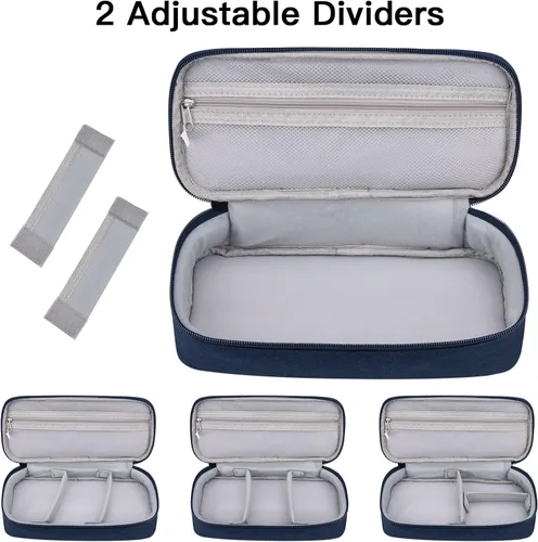 Miniatura 6 de Estuche organizador de artículos electrónicos, bolsa de transporte para artículos esenciales de viaje, para cable, cable de carga (azul marino)