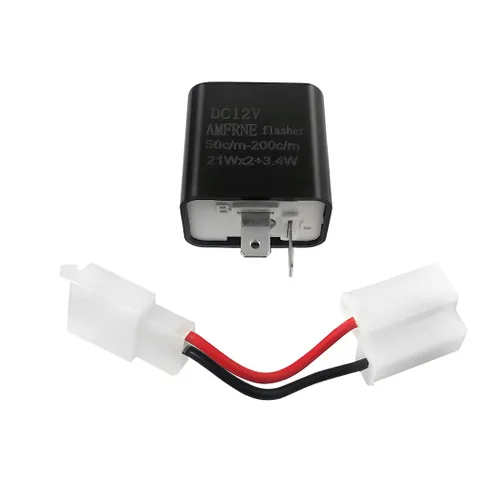 Miniatura 4 de AMFRNE Relé de intermitente LED electrónico ajustable de 2 pines para motocicletas, solución de hiperflash para señal de giro, kit de conectores