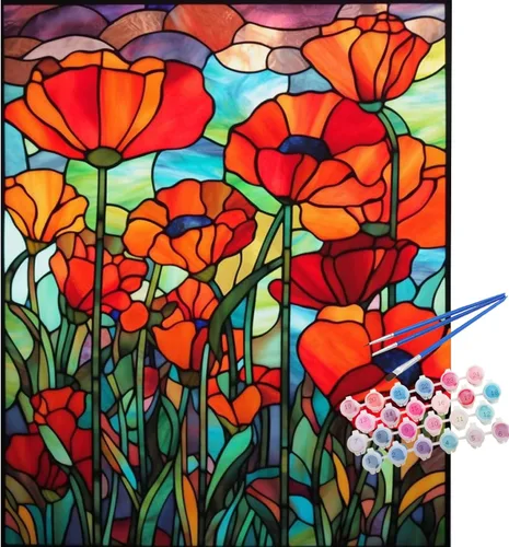 Miniatura 17 de TOCARE Kit de pintura por números de mariposas y flores para adultos principiantes, lienzo de pintura para adultos por números, juegos de pintura