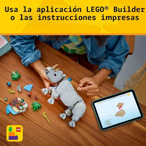 Miniatura 7 de LEGO Creator 3 en 1 Wild Animals: Majestic Rinoceronte con pájaros Juguetes de construcción para niños - Juguetes de simulación Safari para niñas