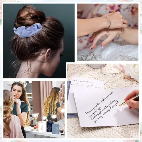 Miniatura 5 de 48 piezas de 8 juegos de regalos de propuesta de dama de honor, regalos a granel de boda Will You Be My Maid of Honor Matron of Honor, bolsas de Azul