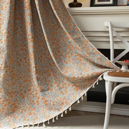 Miniatura 15 de ENJOYBRIDAL - 2 paneles de cortinas, florales, estilo bohemio, de granja, rústico o clásico, semitraslúcidas, con bolsillo para cortinero y borlas