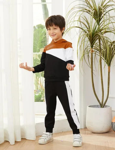 Miniatura 3 de Conjunto de 2 piezas de sudadera con capucha de manga larga y pantalones para bebé niño