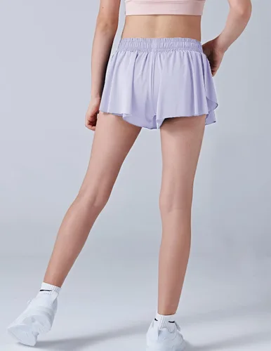 Miniatura 29 de Paquete de 3 pantalones cortos fluidos para niñas con forro de elastano, 2 en 1, faldas de mariposa para jóvenes, para fitness, correr, deportes