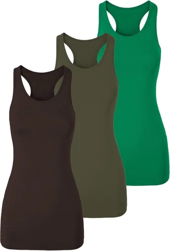 Miniatura 10 de TAIPOVE Camisetas largas sin mangas para mujer de algodón para capas con espalda cruzada extra largas para ropa deportiva, paquete de 3