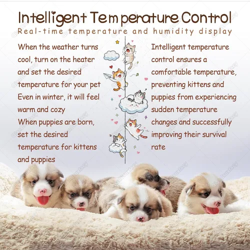 Miniatura 2 de Incubadora de cachorros recién nacidos, monitoreo en tiempo real de la temperatura y la humedad, sistema de calefacción mejorado con lámpara