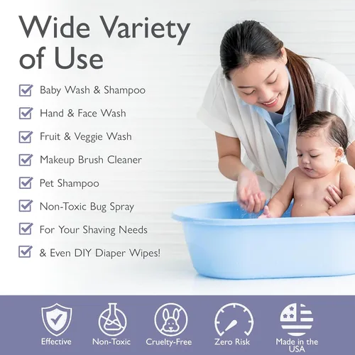 Miniatura 6 de SoCal Suds & Company Champú y gel de baño orgánico 2 en 1 para bebés y gel de baño, jabón de Castilla, jabón corporal suave y champú para pieles