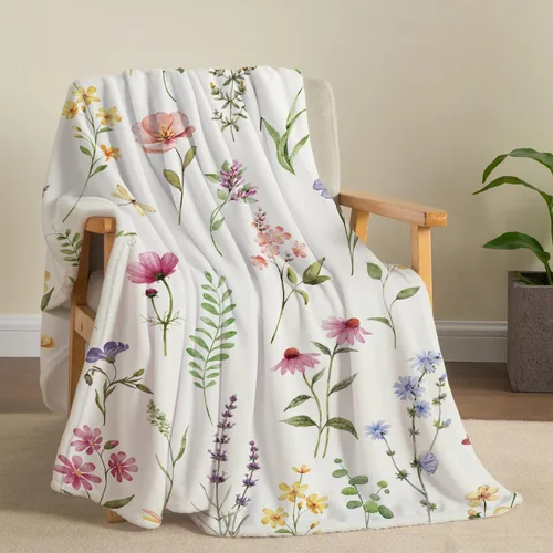 Miniatura 9 de Tupmnbry Manta floral de margaritas y girasoles, manta de franela súper suave, manta de cama ligera y esponjosa para cama, sofá y viajes, 50 x 60