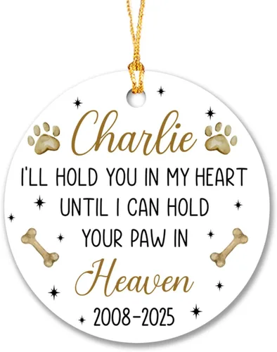 Miniatura 11 de Adorno de nuestra primera Navidad con huellas de patas, nombre personalizado para la primera Navidad del cachorro 2025, recuerdo de huella de perro