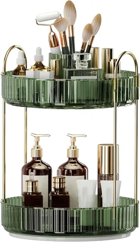 Miniatura 12 de Organizador de maquillaje giratorio de 360°, almacenamiento de maquillaje de gran capacidad, organizador de perfumes de 3 niveles, organizador