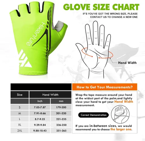 Miniatura 3 de Hikenture Guantes de ciclismo para hombre, guantes de bicicleta, guantes de ciclismo acolchados de 0.197in, guantes de bicicleta de medio dedo