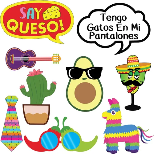 Miniatura 6 de Accesorios para cabina de fotos Fiesta - 40 piezas - Suministros para fiestas mexicanas del Cinco de Mayo, decoraciones y regalos