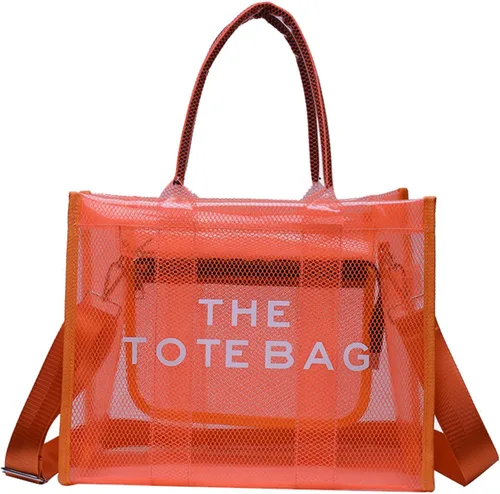 Miniatura 9 de Bolsa transparente para mujer, bolsa cruzada transparente para el almuerzo, bolsa de playa de malla grande para deportes, viajes, estadio Negro