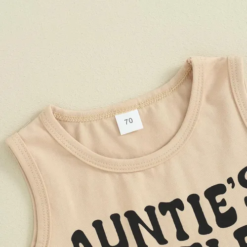 Miniatura 59 de Ropa de bebé niño sin mangas + pantalones cortos con estampado a rayas con bolsillos, 2 piezas de trajes de verano
