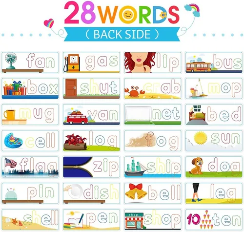 Miniatura 4 de KMUYSL Juguetes de aprendizaje para niños y niñas de 3, 4, 5, 6 años, ver y deletrear CVC, constructores de palabras con tarjetas del alfabeto
