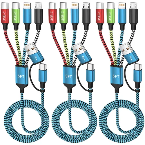 Miniatura 16 de Cable divisor USB C multi carga para múltiples dispositivos, cable de carga rápido 4 en 1, cable de carga de teléfono USB C trenzado con 4