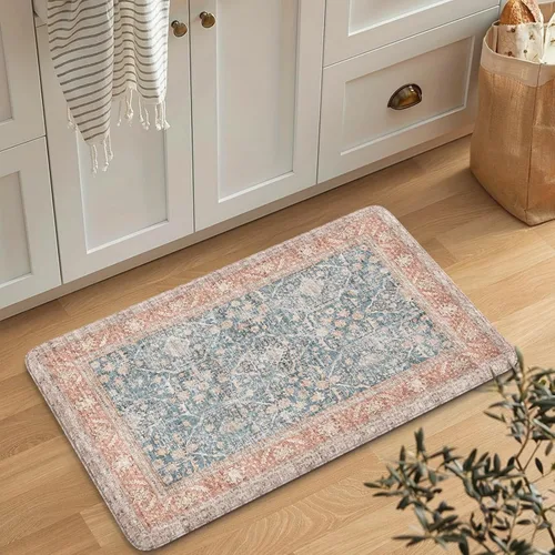 Miniatura 29 de KIMODE Alfombra de Cocina Antifatiga 2 Piezas, Alfombras de Cocina Antideslizantes e Impermeables, Alfombra de Cocina de Estilo Rústico en Gris