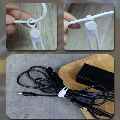 Miniatura 8 de 18 correas de silicona para cables organizadores para guardar auriculares, cables de carga de teléfono, bridas de cables altamente elásticas