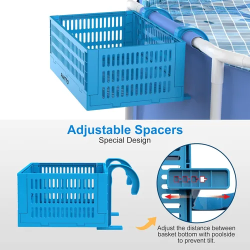 Miniatura 7 de PAHTTO Cesta de almacenamiento junto a la piscina, cesta de almacenamiento plegable sobre el suelo para juguetes de piscina, toallas, bebidas