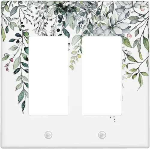 Miniatura 104 de Cubierta decorativa para interruptor de luz, diseño de pájaros y flores florales en blanco y negro, 2 bandas, cubierta decorativa para pared, placa