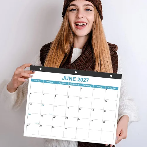 Miniatura 7 de Calendario 2026 para carpeta de 3 anillas, calendario de escritorio 2026-2027 de enero de 2026 a junio de 2027, calendario de 18 meses con papel Azul