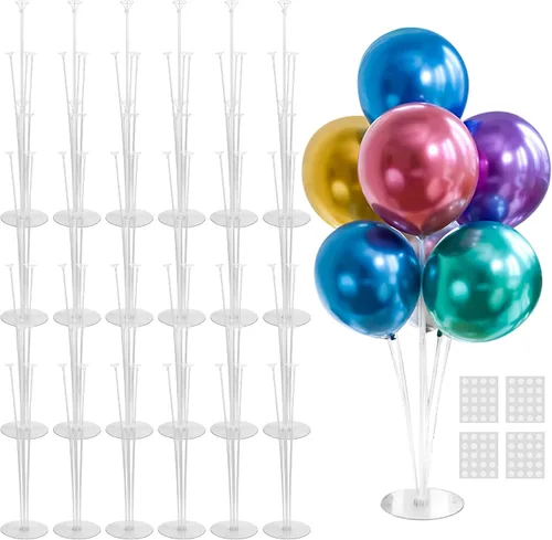Miniatura 9 de JOYYPOP Juego de 10 soportes para globos, palos de globo con base, suministros para fiestas, cumpleaños, graduación, fiesta, decoración de boda