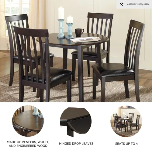 Miniatura 4 de Signature Design by Ashley Hammis - Mesa redonda de comedor con hojas abatibles, hasta 4 asientos, hojas abatibles con bisagras, madera, 36.38