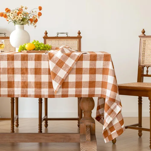 Miniatura 58 de Linen World - Mantel de lino de otoño de 55 x 55 pulgadas, mantel rectangular lavable de lino francés para comedor, al aire libre, bodas