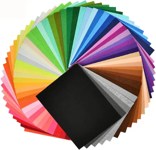 BUYGOO 60 hojas de tela de fieltro rígido, 8 x 12 pulgadas, hojas de fieltro para manualidades, colores surtidos, 0.039 in de grosor, fieltro rígido