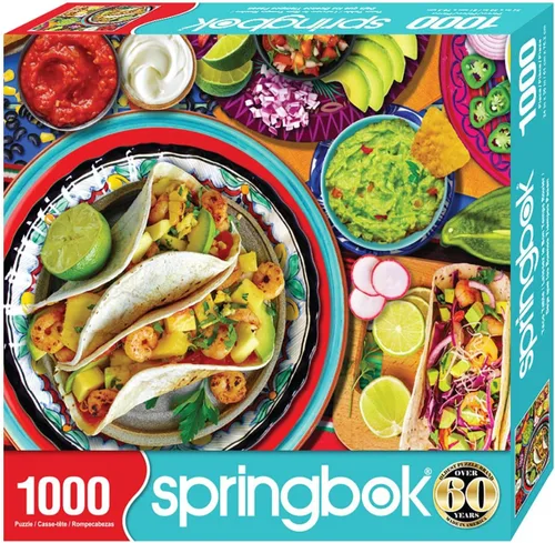 Miniatura 2 de Springbok Taco Table - Rompecabezas de 1000 piezas para adultos, tema de fiesta de tacos del Cinco de Mayo, ideal para noches de juego, tamaño Mesa