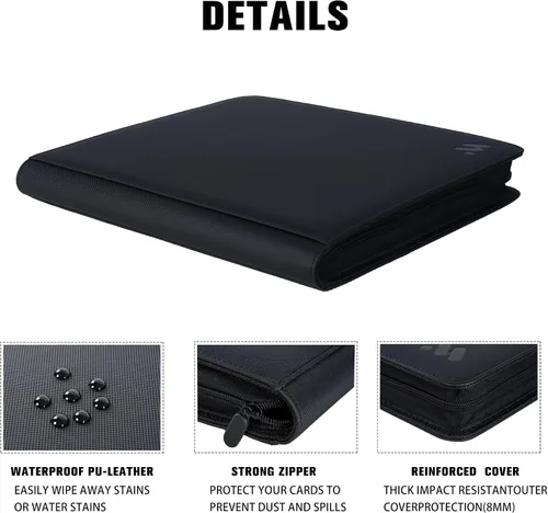 Miniatura 8 de Premium Carpeta de cartas con más de 1000 bolsillos, carpeta de álbum de 16 bolsillos para cartas coleccionables sin anillas, carpeta de bolsillo