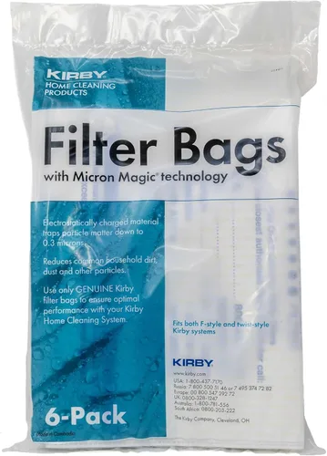 Kirby Bolsas de filtro HEPA de reducción de alérgenos 6 unidades | Parte #204811 | Reemplazo OEM para aspiradoras Kirby estilo F y Twist-Style
