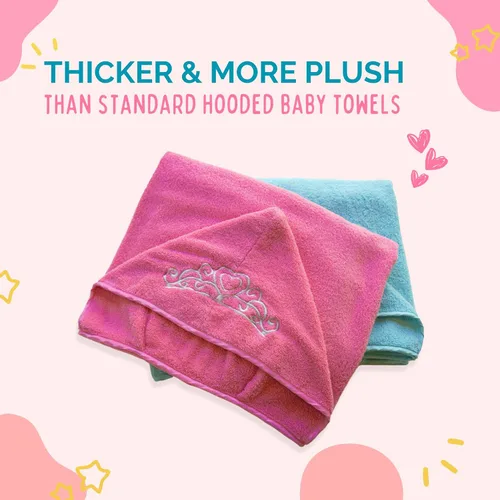 Miniatura 3 de Toalla para niñas/bebés, Princesa con capucha, de tejido suave, de 27.5 x 49 pulgadas, muy absorbente 600 GSM 100 % algodón Rosa