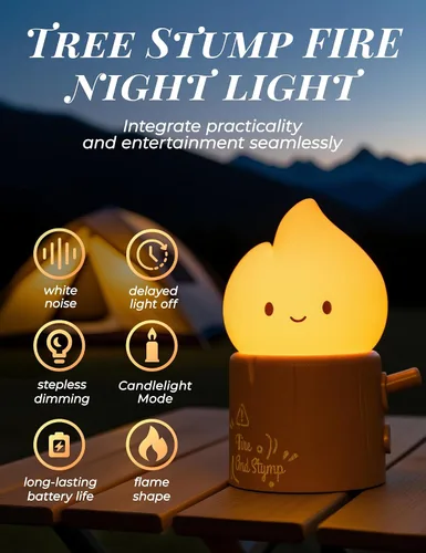 Miniatura 6 de 3 piezas de kits de luz nocturna acogedora de fogata, sonidos relajantes de la naturaleza, luz nocturna de ruido blanco para bebés y adultos